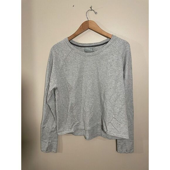 Athleta‎ Idyllwild Long Sleeve Crewneck Sweatshirt Top Boxy 138220 Large Gray - Picture 2 of 8
